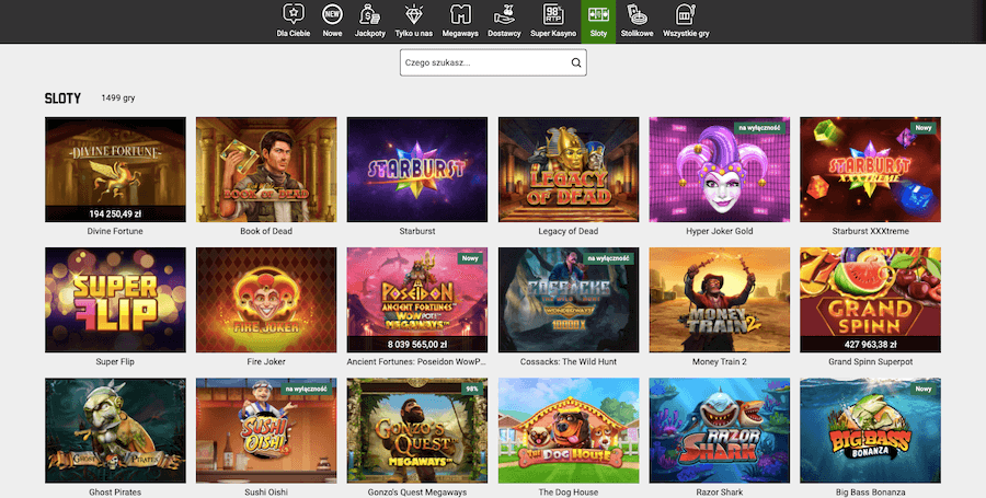 Sloty dostępne w Unibet