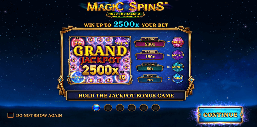 Ekran startowy slotu Magic Spins.