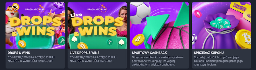 Część turniejów w Coinplay.