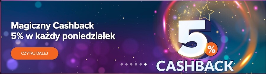Magiczny Cashback 5% w każdy poniedziałek w CasinoMega.