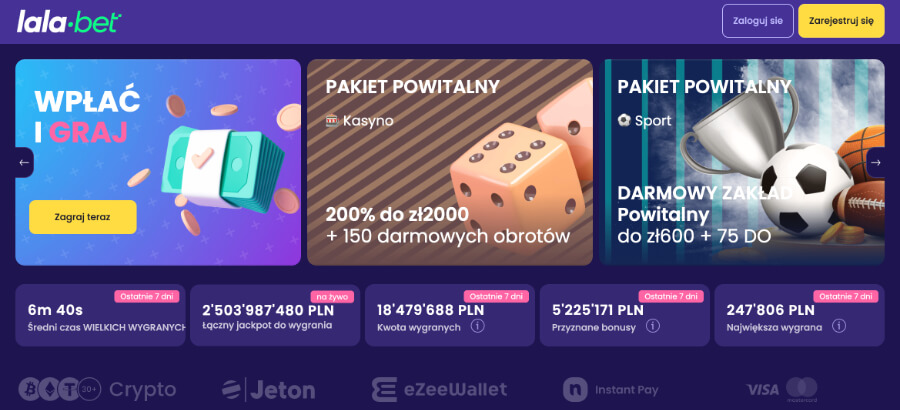 LalaBet bonusy i promocje