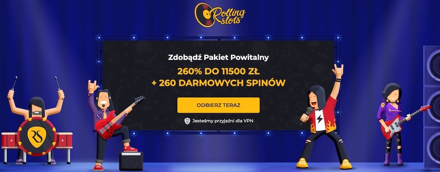 Pakiet powitalny kasyna RollingSlots.