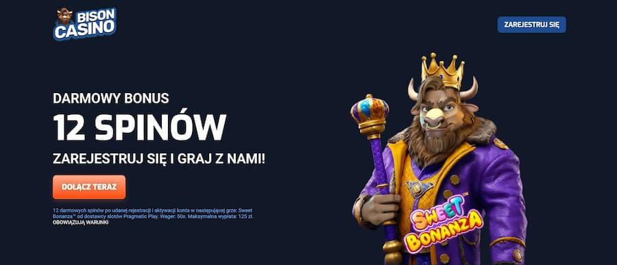 Bison Casino promocja – 12 darmowych spinów bez depozytu